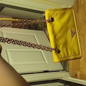 Yellow Nylon Prada Flap Bag